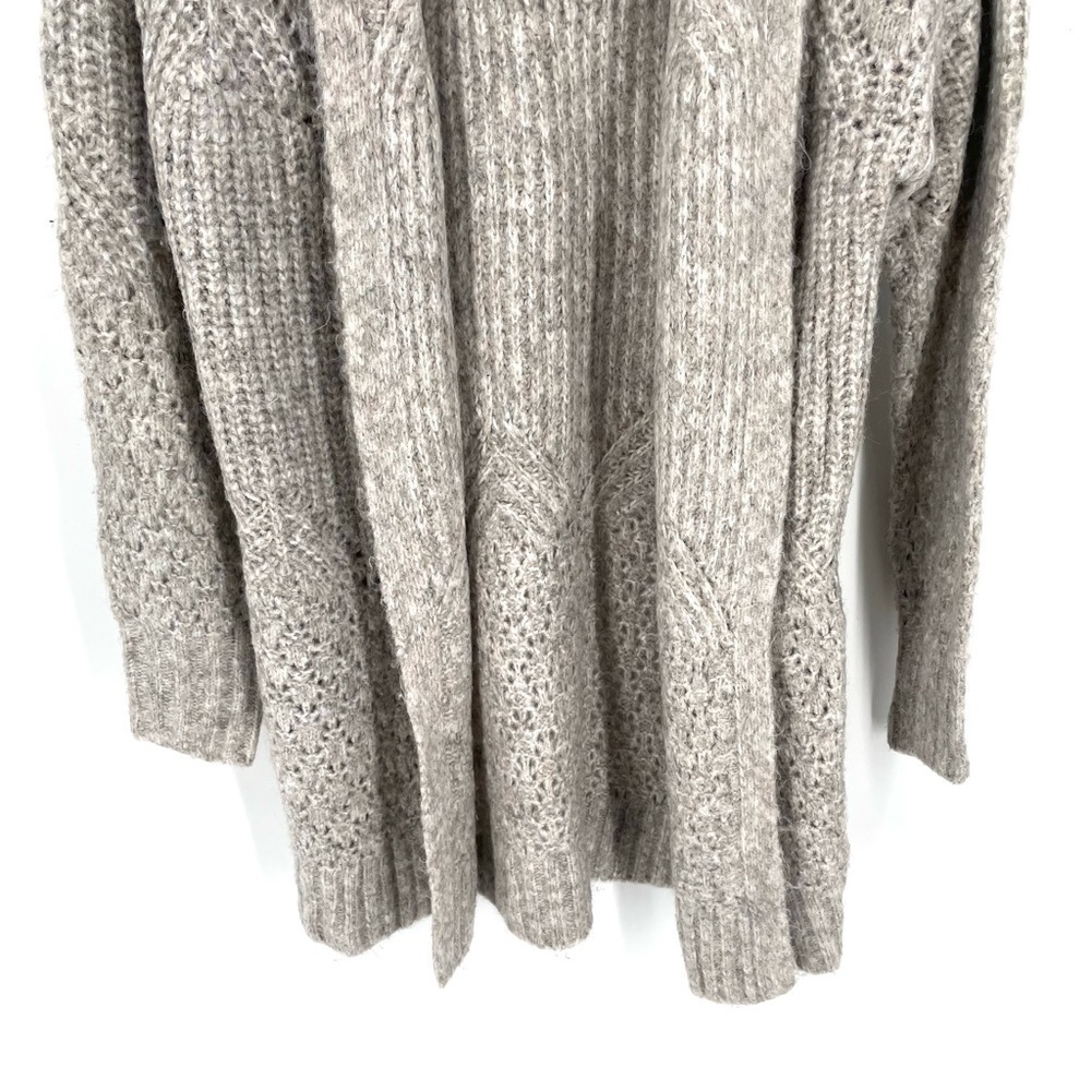 Joie Gray Chunky Knit Pattern Open Front Longline… - image 3